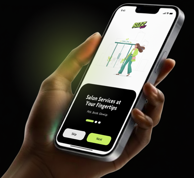 Phone showing app interface